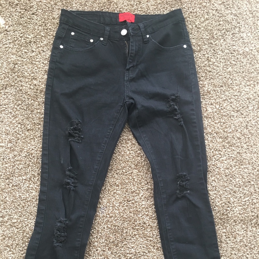 Black demon skinny ripped jeans